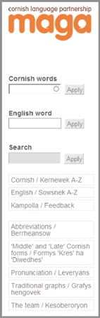 Cornish Dictionary search bar